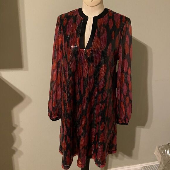 Scoop Snakeskin print sequined Shift dress sz XS NWT - Picture 2 of 7